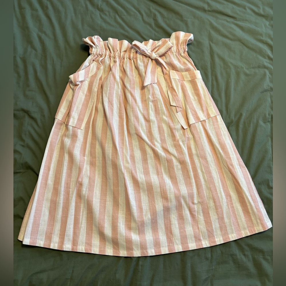 Striped Midi Paper Bag Skirt